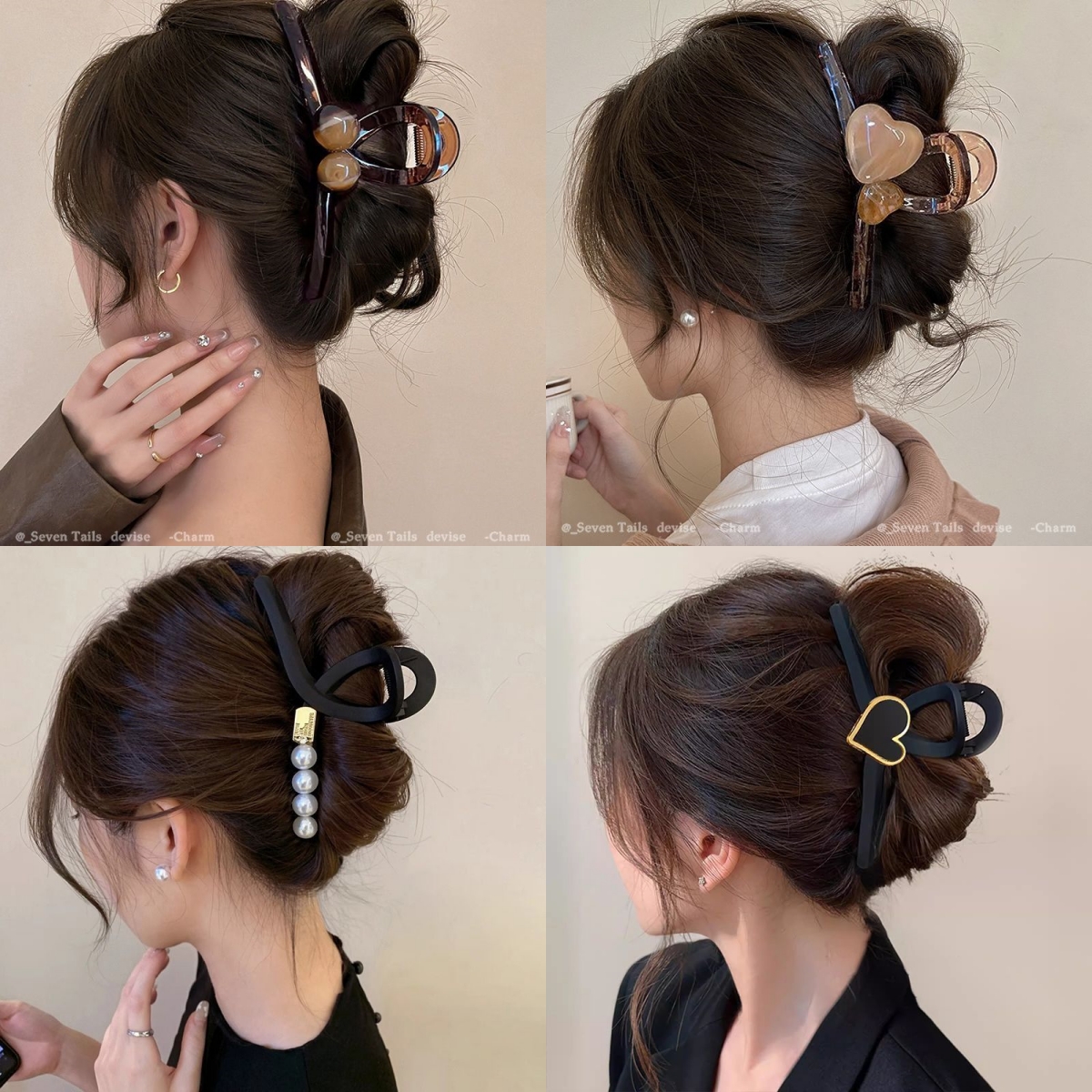 四个装盘头发大抓夹后脑勺发夹气质夹子头饰高级感鲨鱼夹网红爆款