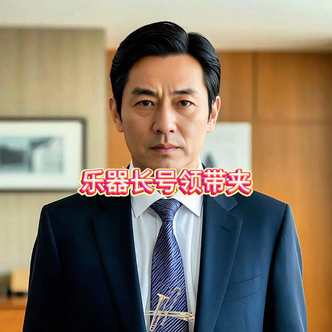 微型乐器长号领带夹黄铜镀金音乐爱好中年男士时尚高档休闲礼盒装