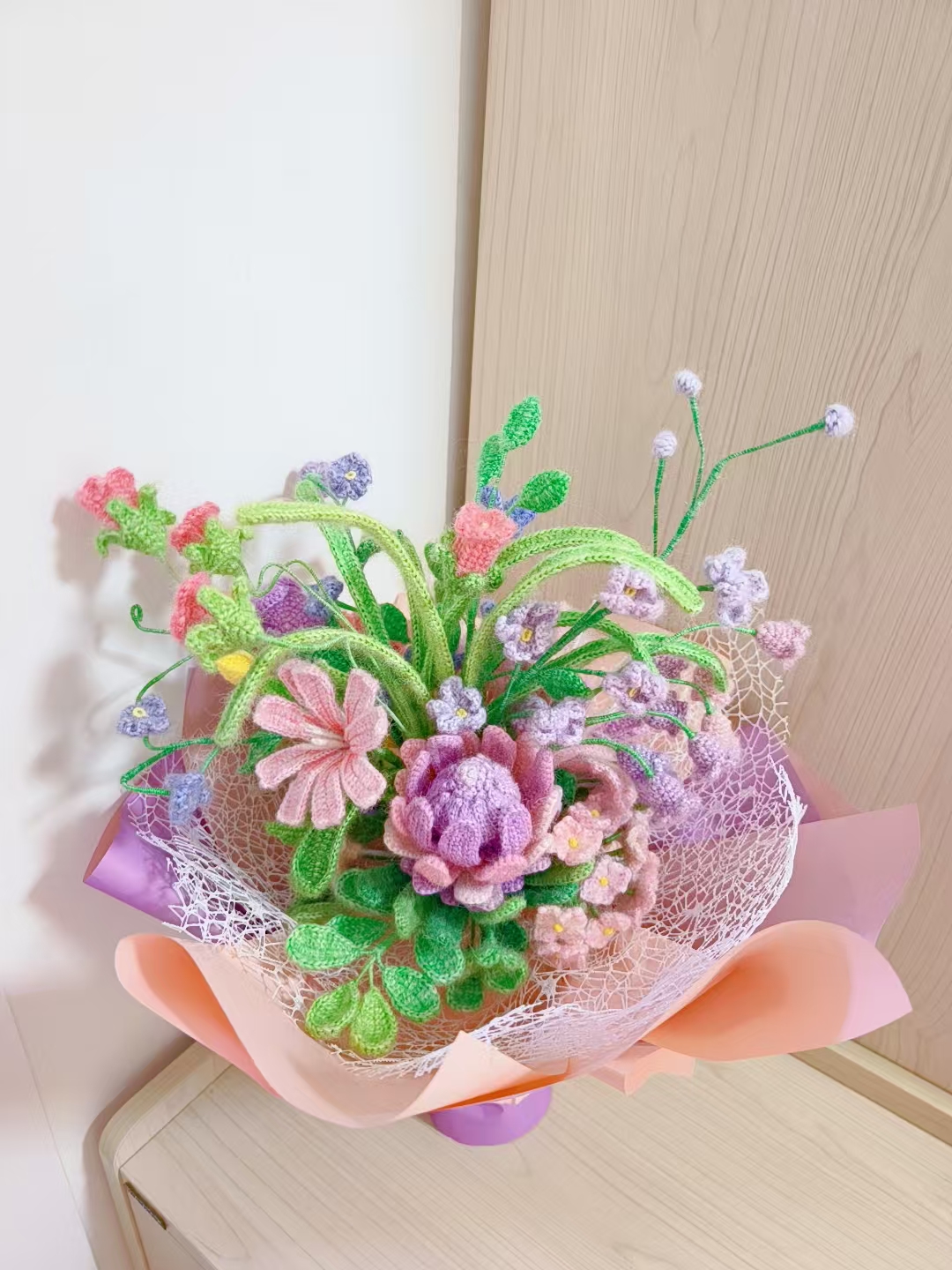 成品手工编织玩偶混搭花束