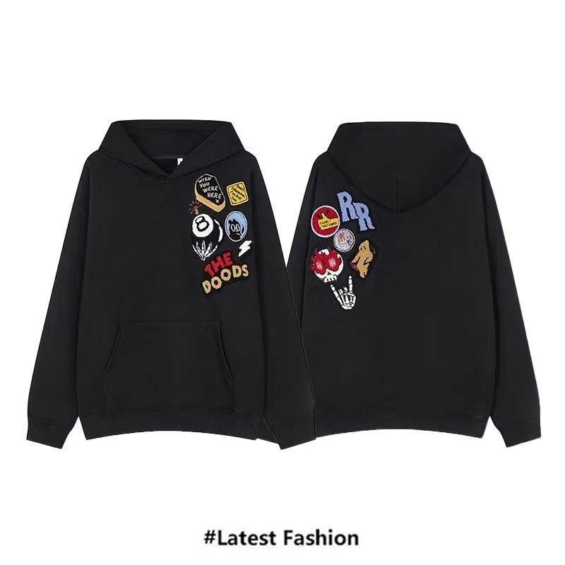 重磅印花8台球黑色高级感连帽卫衣男美式休闲hiphop情侣外套春款