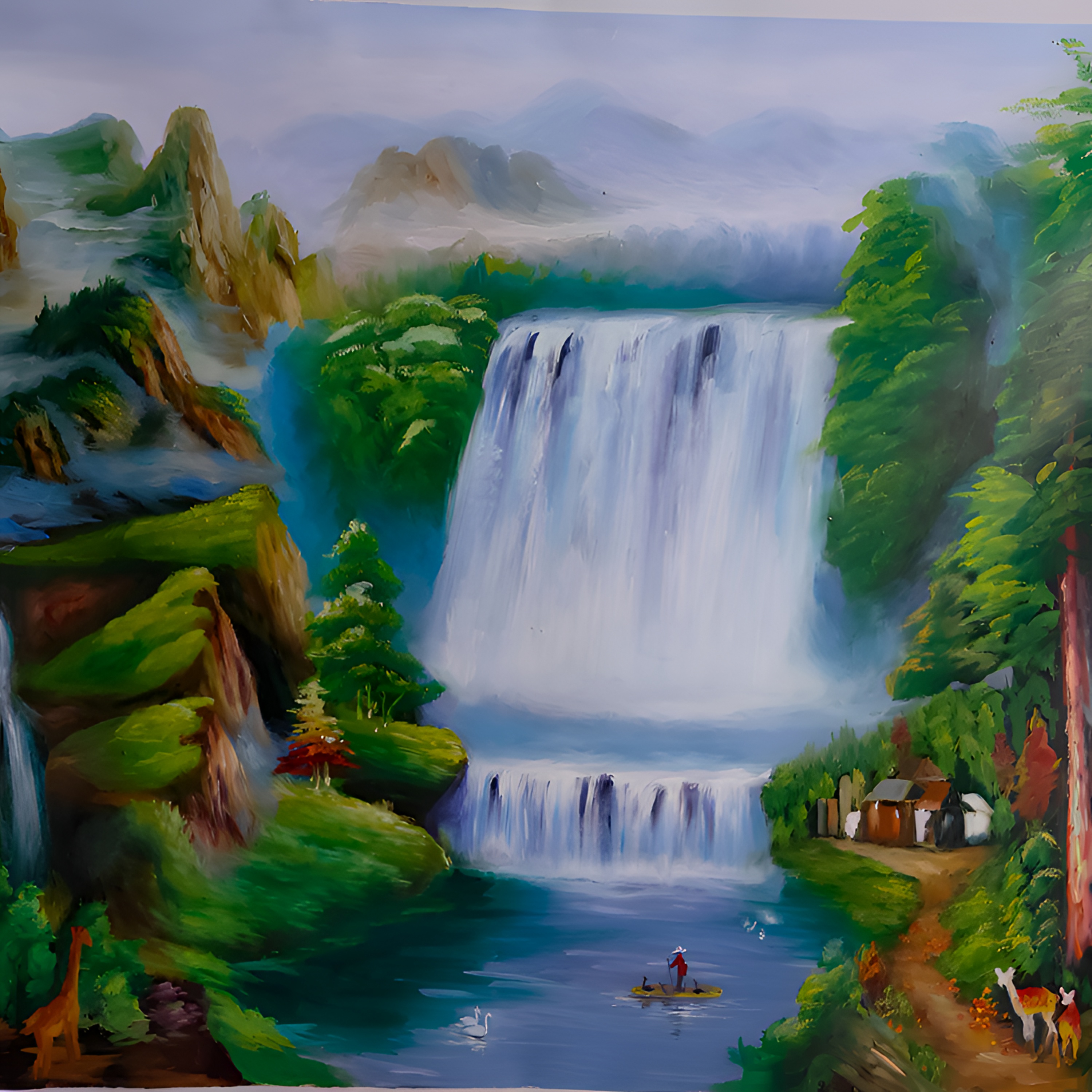 流水生财山水风景24乂36，客厅背景墙