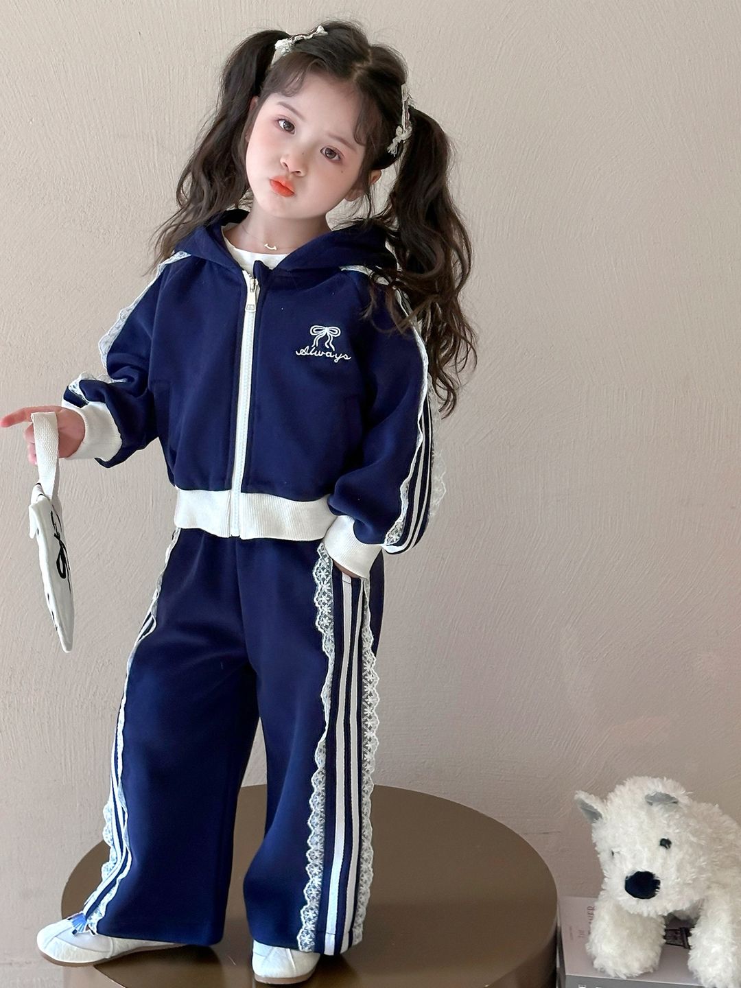 女童秋季套装2025新款童装运动套装女孩春秋款休闲女宝宝秋装拉条