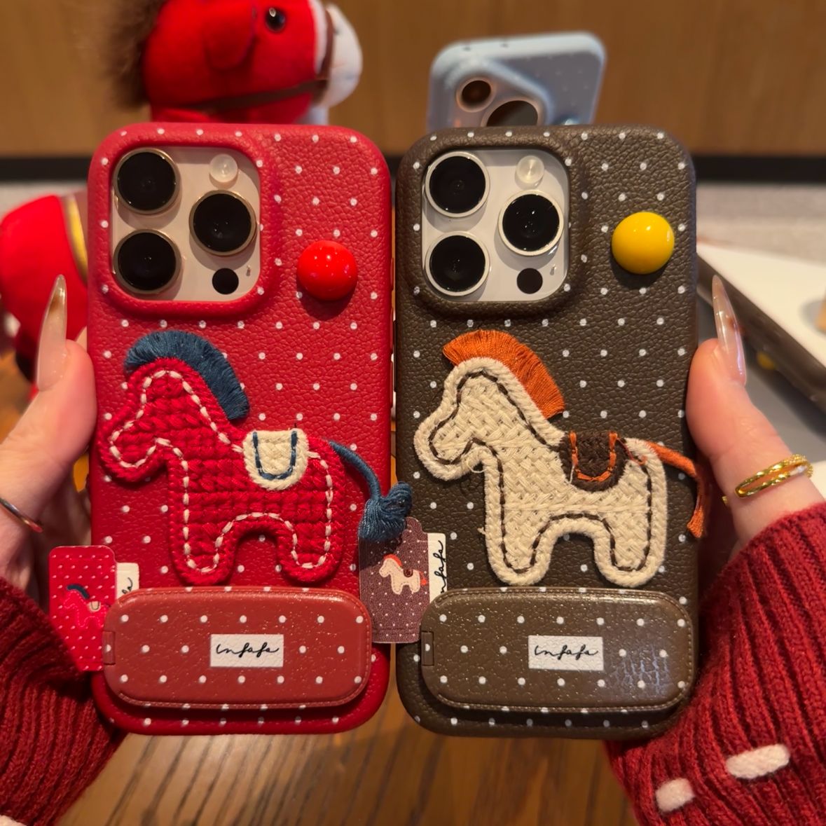 创意波点小马适用iphone17皮纹手机壳苹果16华为P70vivo小米oppo