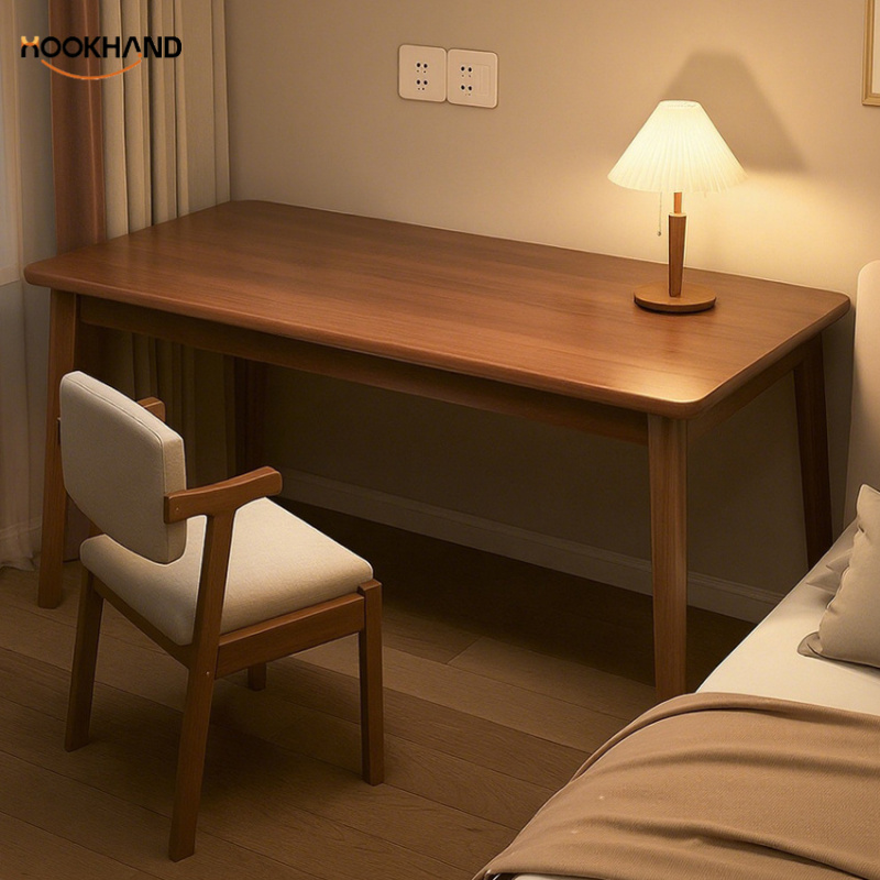 电脑桌卧室家用2025新款书桌成人学习桌实木腿长方形学生写字桌子