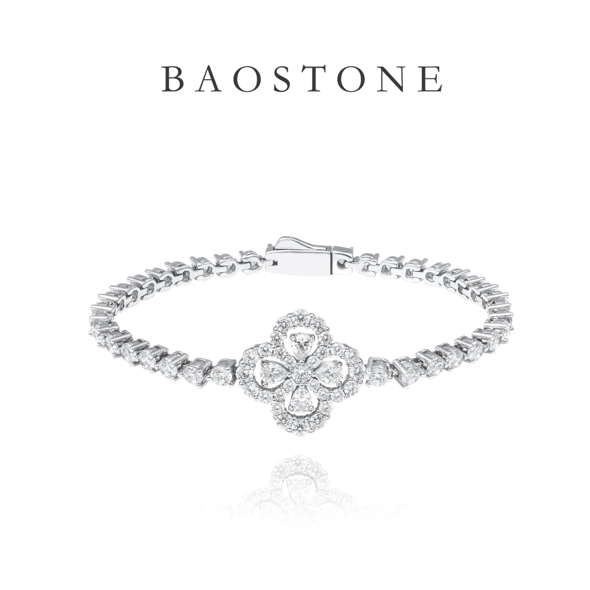 BAOSTONE 925银合成锆石手链 【四叶草手链】轻奢礼物送女友 S105