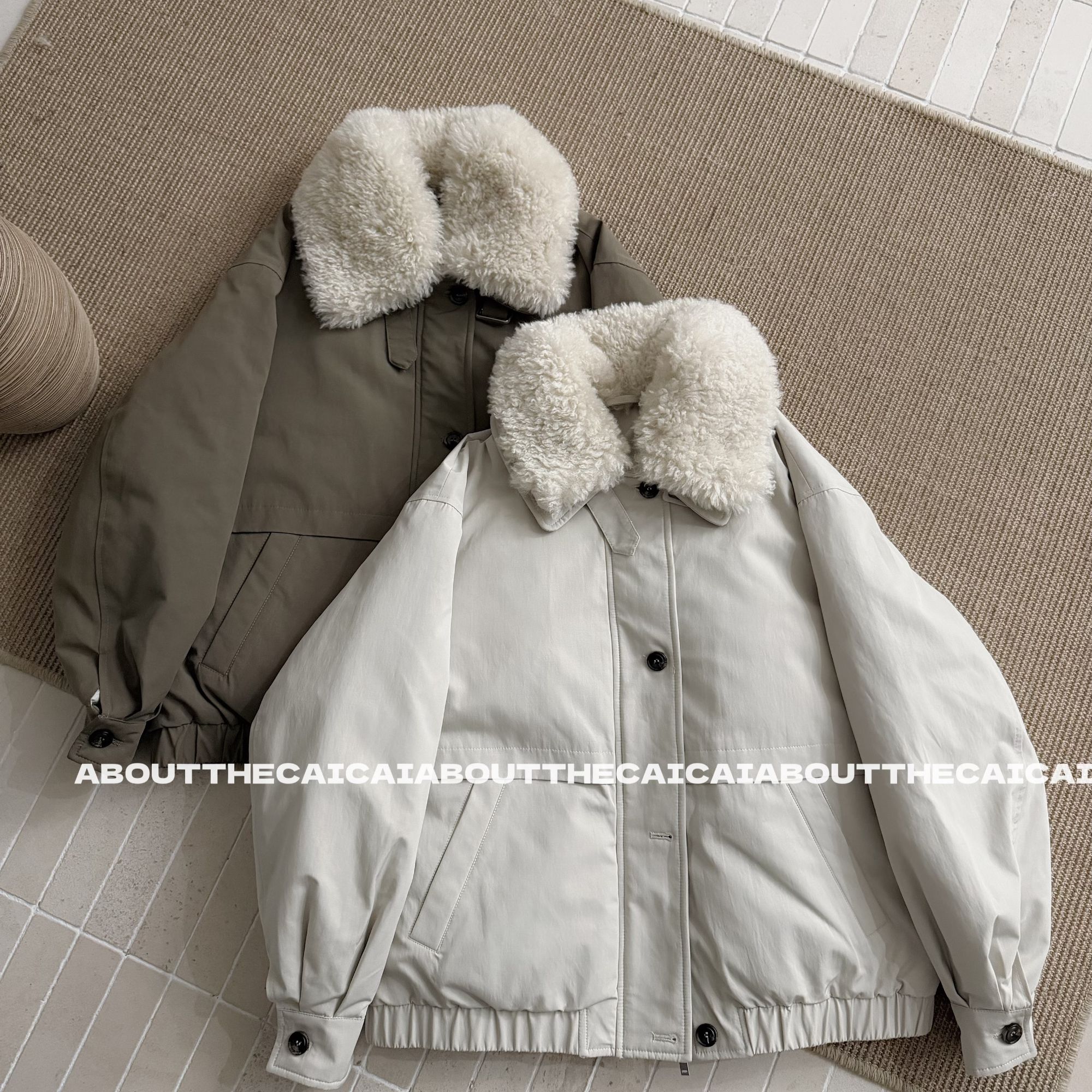 CAICAI/冬季90白鸭绒毛领可拆卸廓形气质派克羽绒服2679