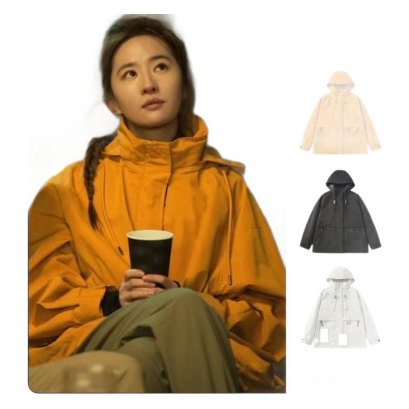 【新概念】户外春秋季防风防泼水连帽单层冲锋衣夹克女外套透气轻便