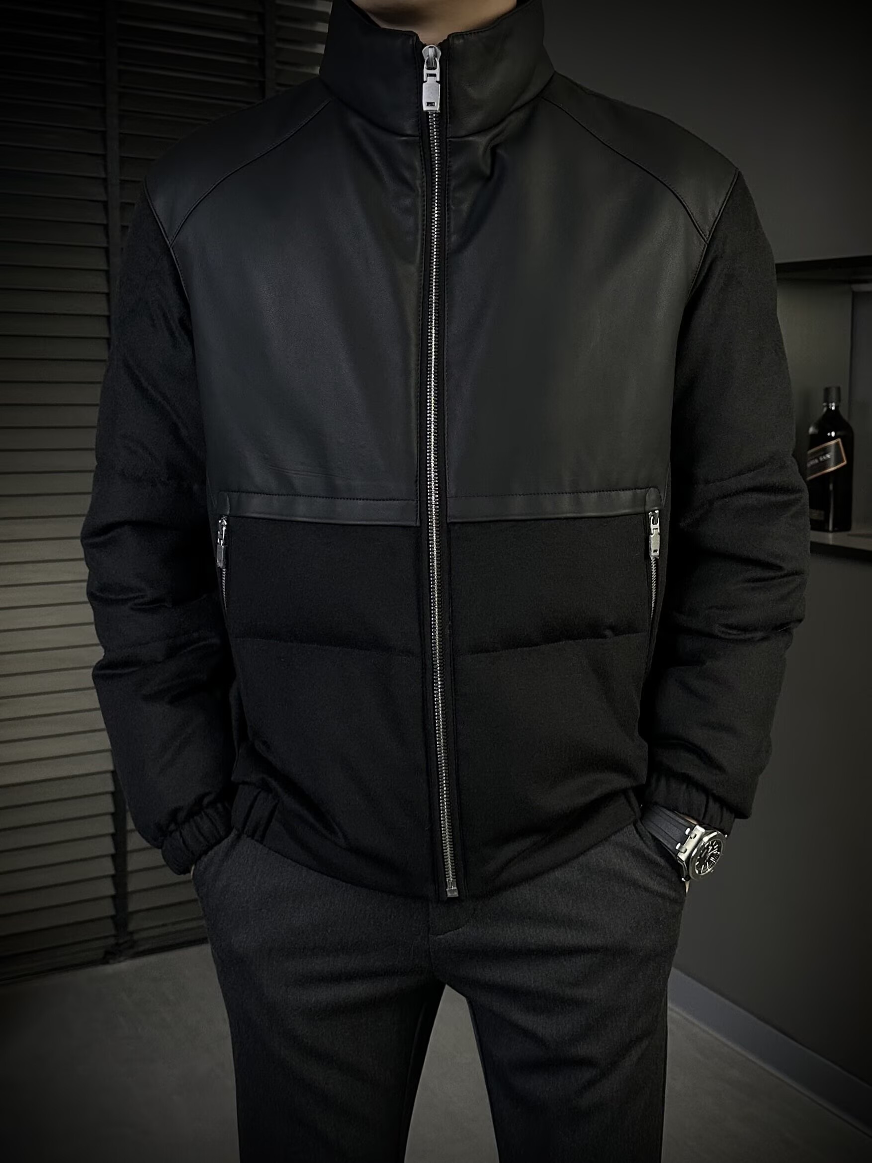 KING&GUCH【90三花白鹅绒✚绵羊皮✚骆驼绒】秋冬季立领羽绒服877828