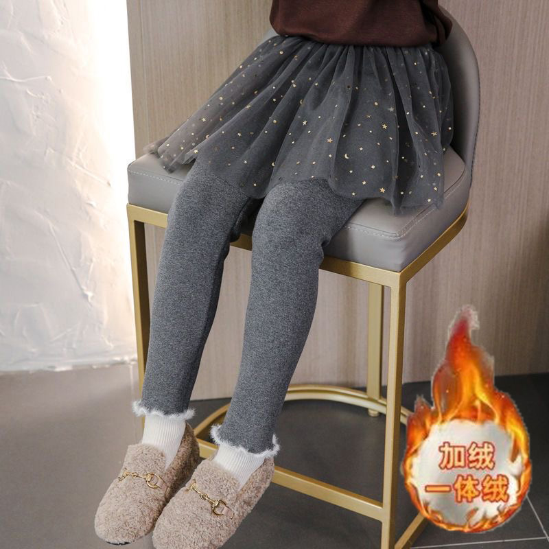 新款女童裙裤加绒裙保暖裤女童加绒加厚打底裤女宝宝裙裤公主裙