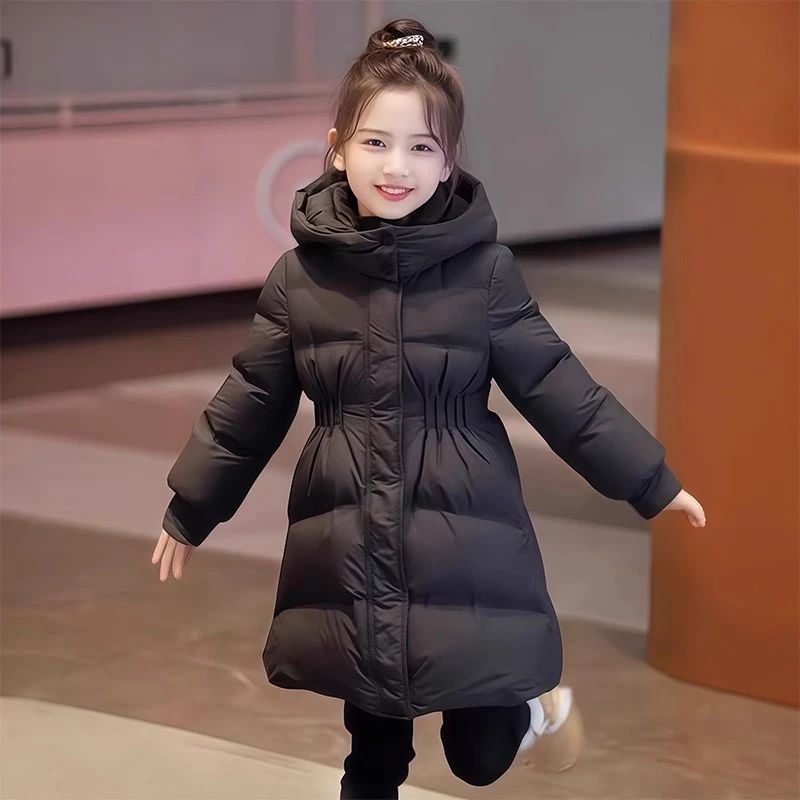 棉服女童冬季2025新款洋气儿童时尚羽绒棉衣中长女孩加厚外套冬装