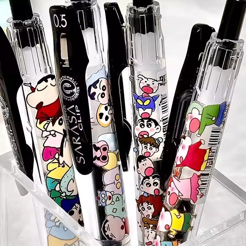 日本ZEBRA斑马蜡笔小新按动中性笔JJ15书写考试刷题水笔速干0.5mm