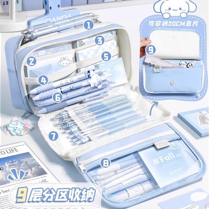 9层大容量翻盖笔袋高颜值ins风小学生铅笔盒新款初中生通用文具盒