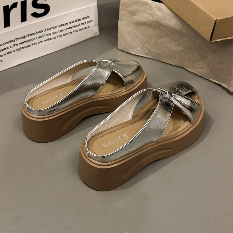 厚底增高软底轻便小个子包头拖鞋女外穿2025夏季新款半拖女款凉拖