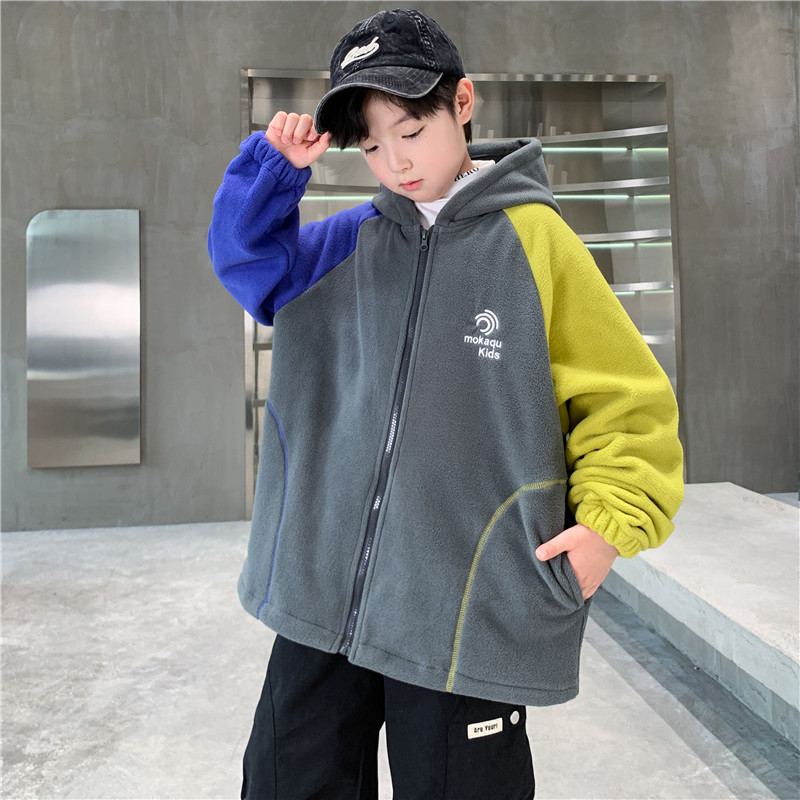 男童摇粒绒外套春秋款2025新款儿童秋季抓绒上衣中大童男孩秋装潮