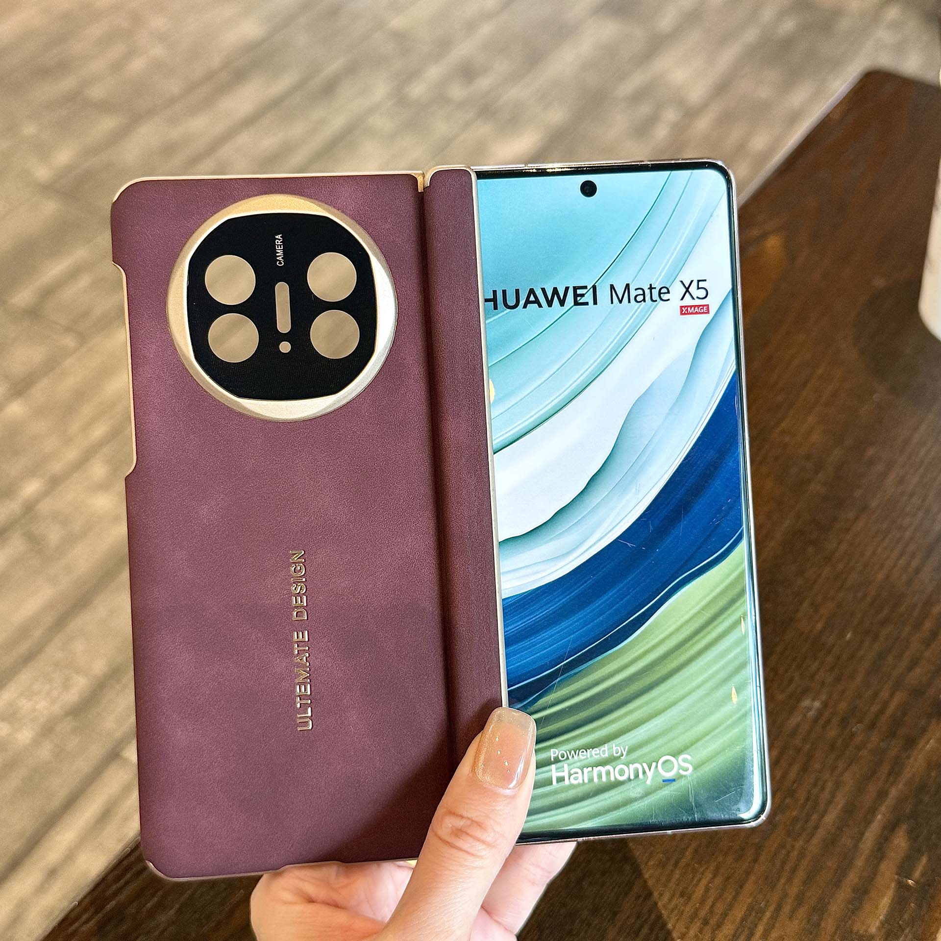 双中轴羊巴皮后壳适用华为MateX5手机壳mateX6精孔镜头x3高档防摔