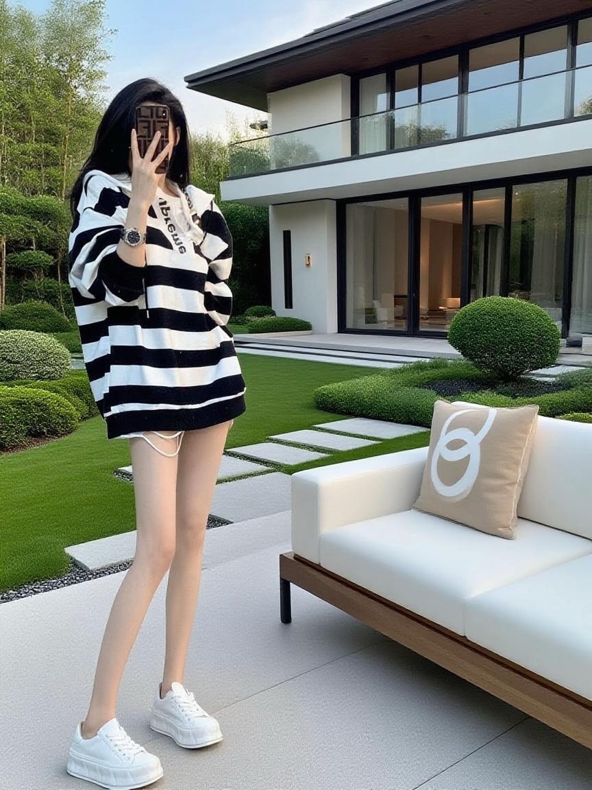 美式慵懒风条纹连帽卫衣女秋冬宽松百搭显瘦长袖时尚休闲上衣潮牌