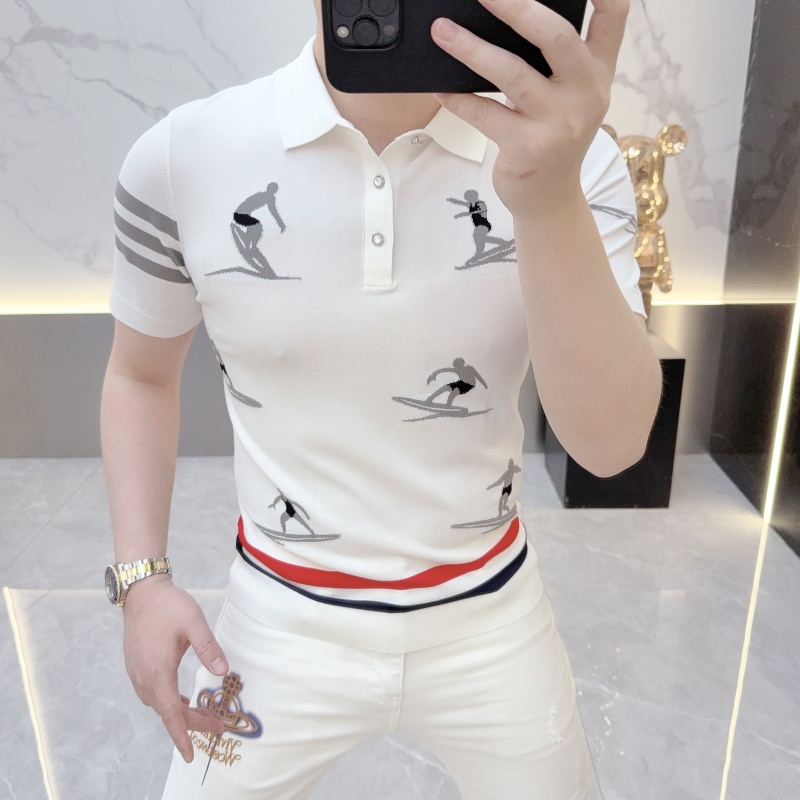 度尚-夏季新款男士轻奢高品质针织薄款时尚休闲翻领POLO衫短袖319