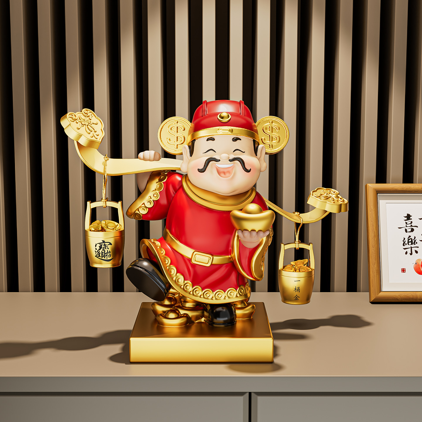 iosn财神爷摆件高档开业礼物客厅玄关电视柜店铺装饰品乔迁礼品