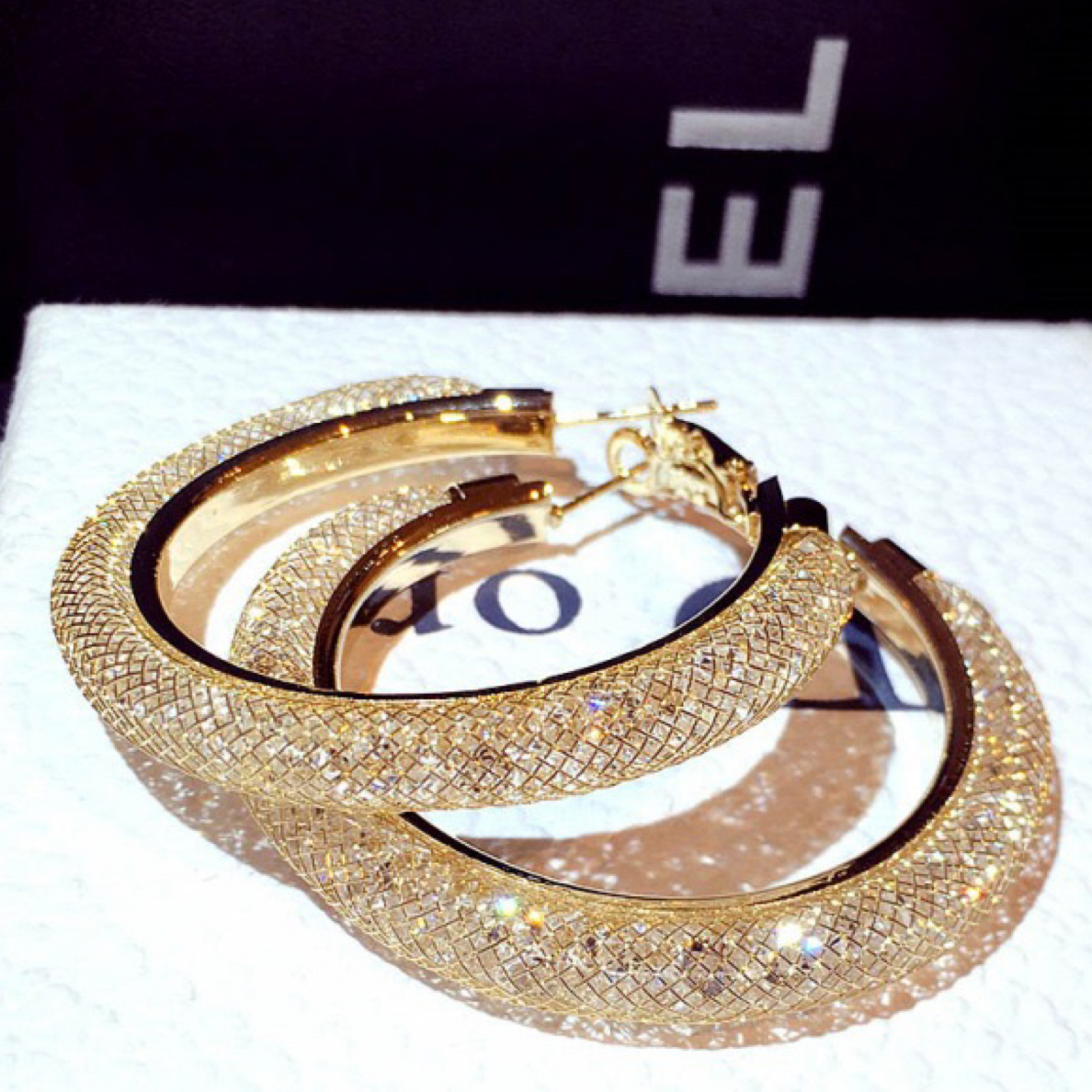 铜合金耳饰 新款韩国耳环夸张潮流管套包锆大圆圈气质耳钉耳