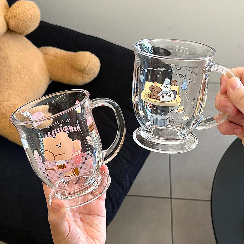 舍里可爱玻璃杯大容量水杯2025新款女杯子办公室家用牛奶杯奶茶杯