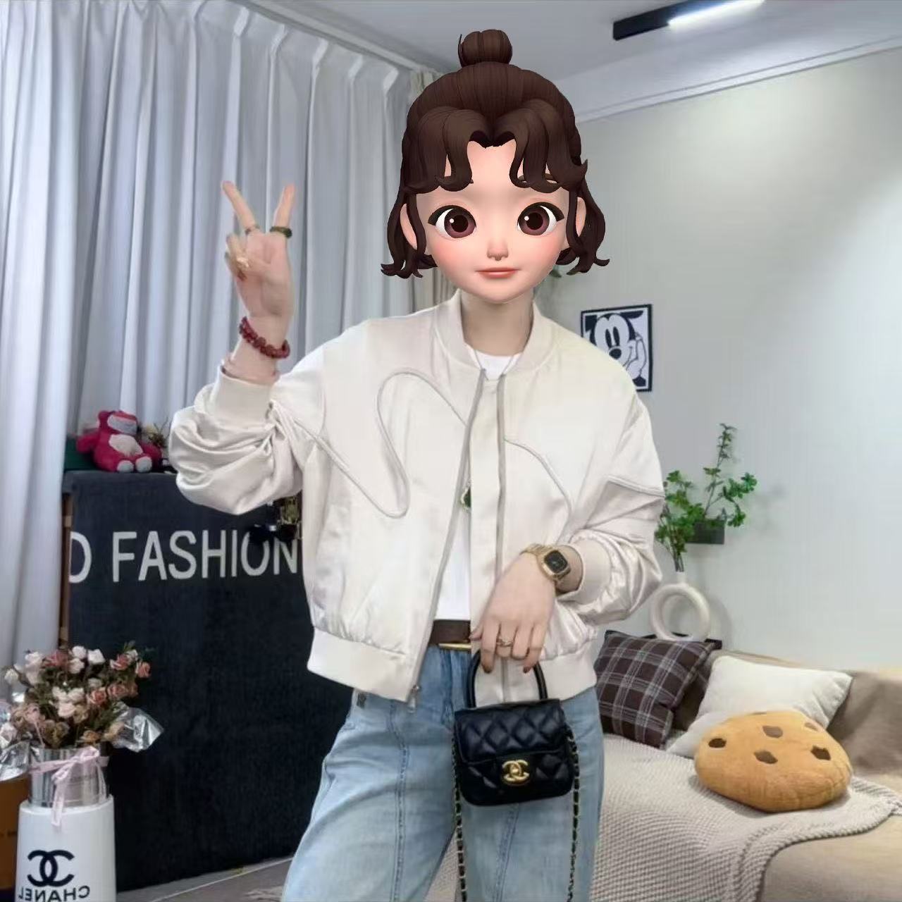 7799秋季新款休闲百搭时尚上衣女短款简约宽松外套秋季女外套