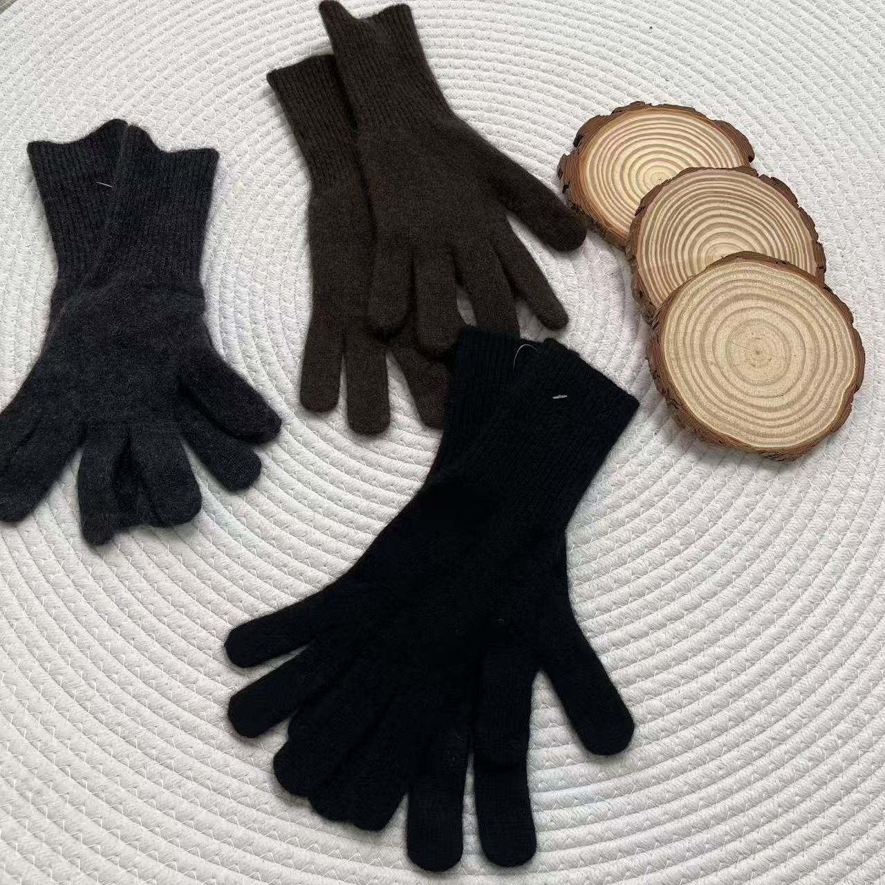 CHUANBAI秋冬100%牦牛绒秋冬手套纯色针织毛线保暖手套