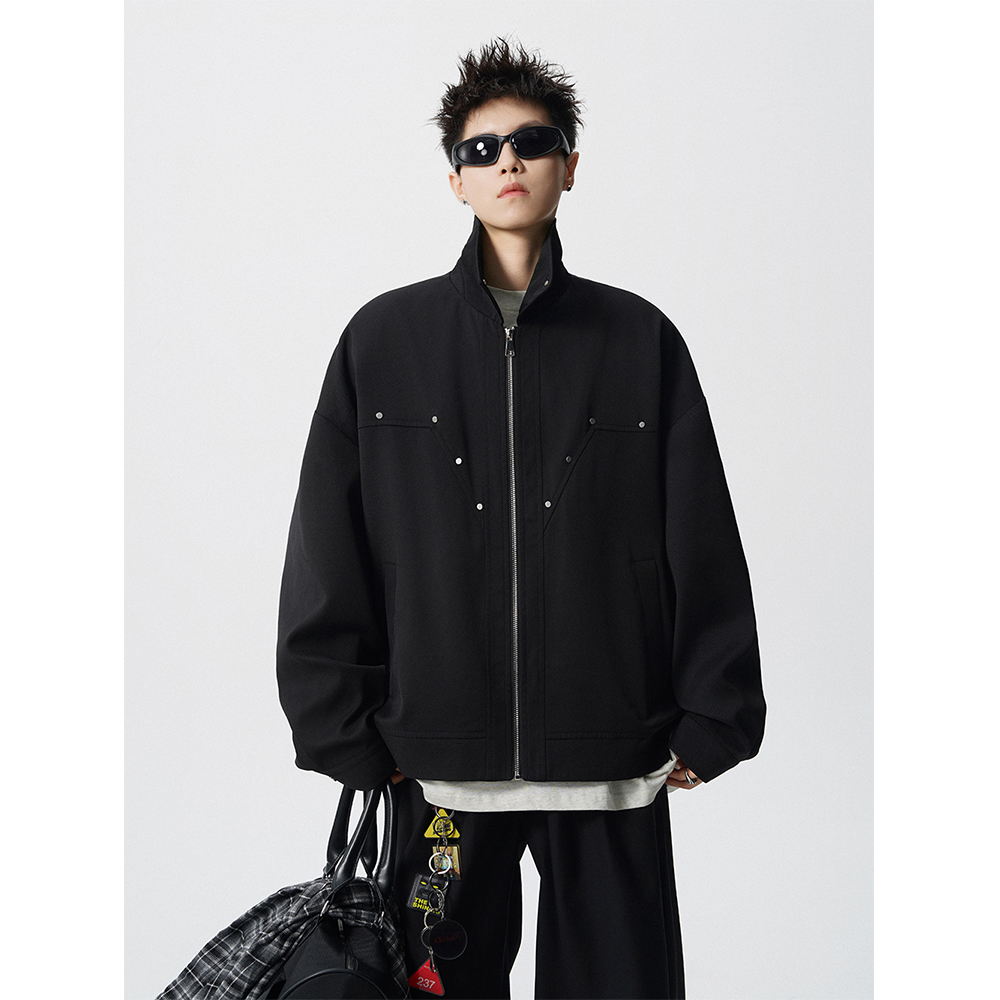 美式高街铆钉西装夹克外套2025早秋新款休闲痞帅上衣潮牌男士褂子