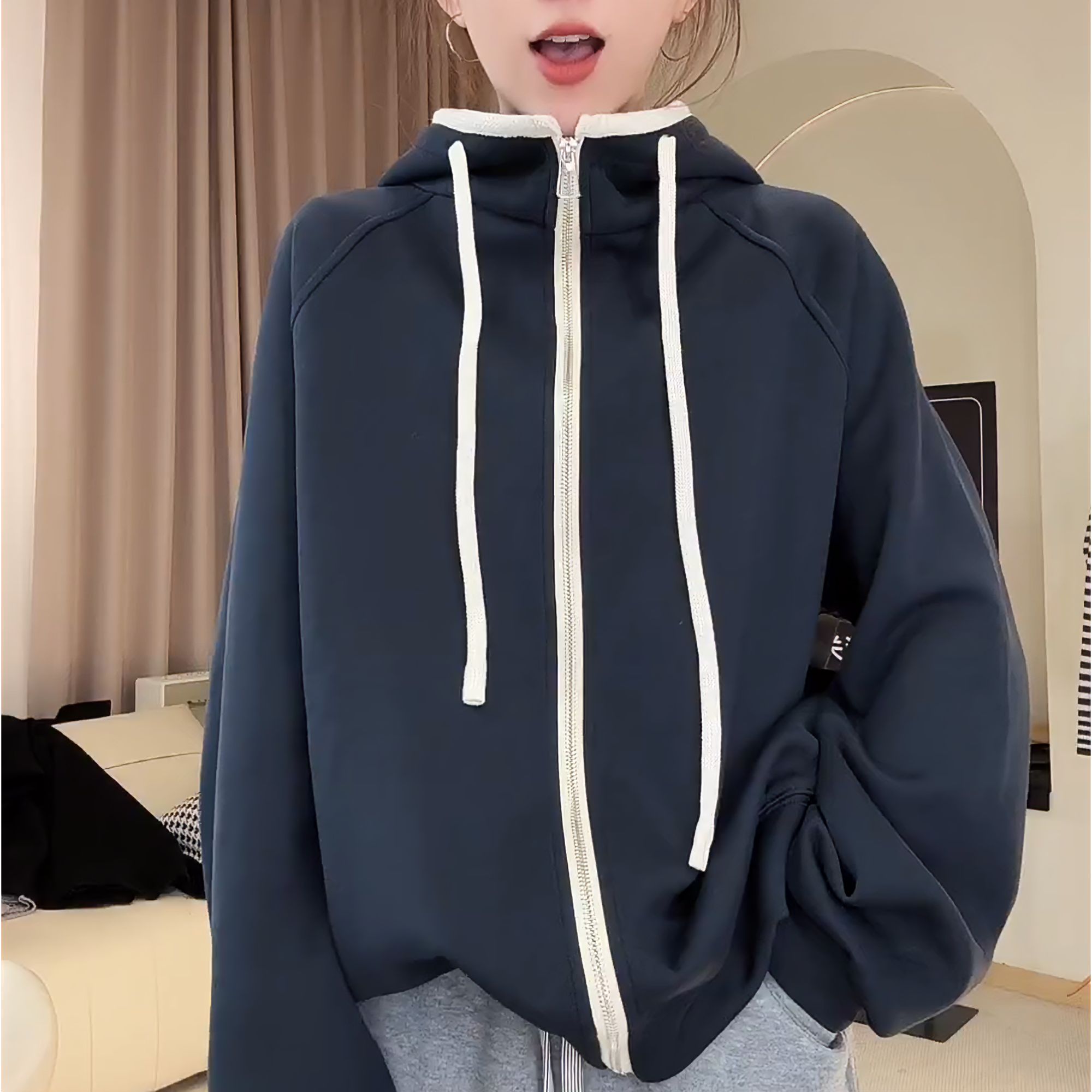 【私服卫衣】秋季新款韩系休闲宽松简约基础百搭开衫卫衣LK2506855