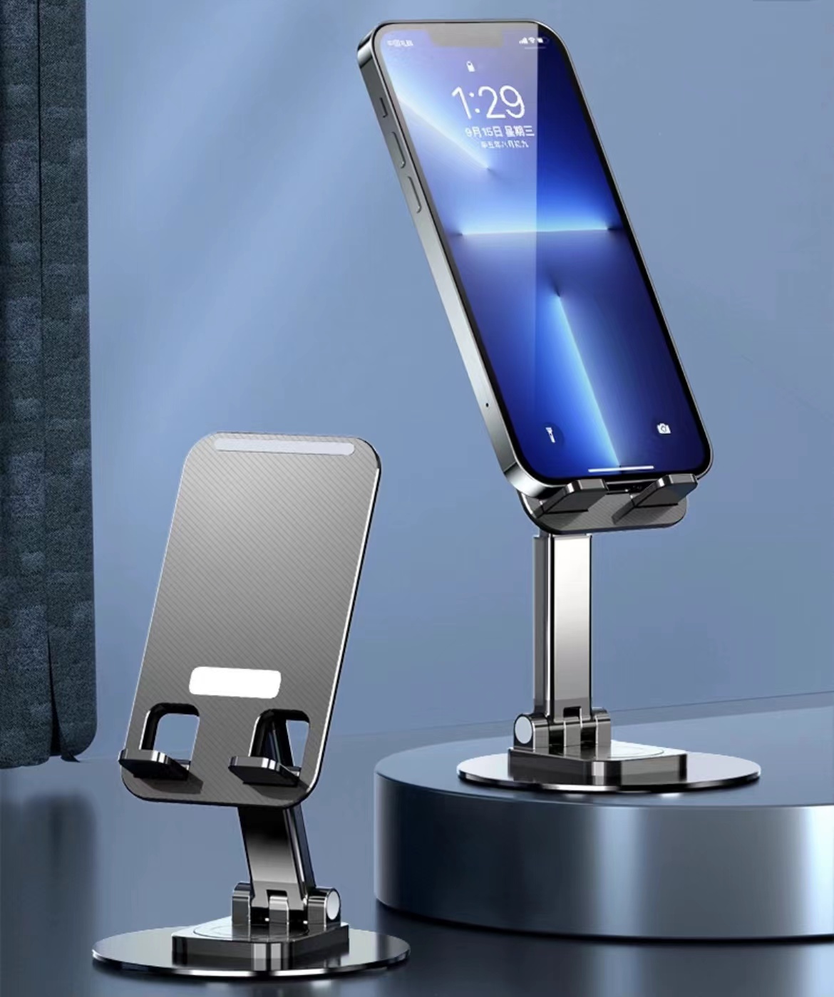 黑色合金手机支架一个多功能可伸降可旋转通用支架