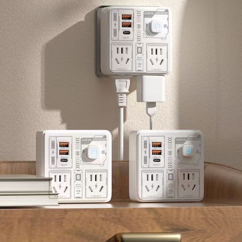 【机械风插座】新款86插座家用纯铜转换器多功能多孔USB插排插板