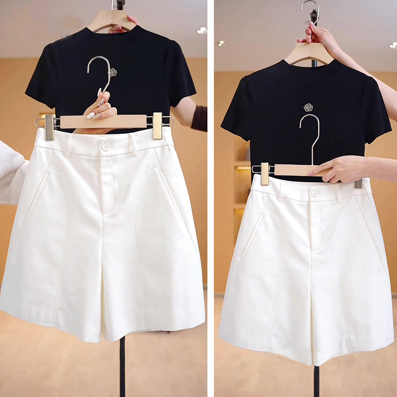 拉夏贝尔白色西装短裤女夏季薄款2025新款短裤女款爆款2025新款