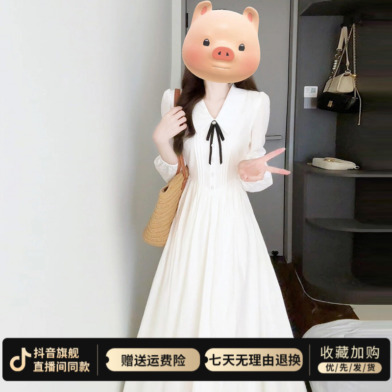 早秋法式气质巨好看白色连衣裙子长裙女2025新款秋季流行风格穿搭