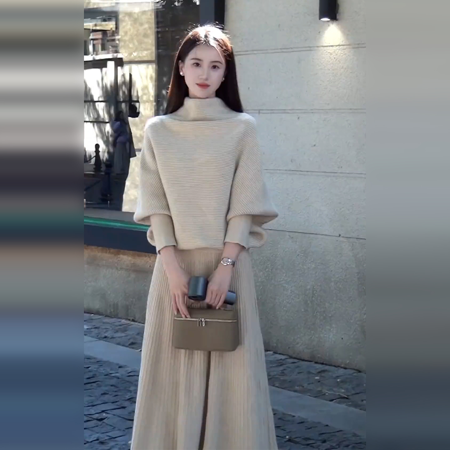 秋季巨好看连衣裙子套装女款2025新款设计感高领针织衫长裙两件套