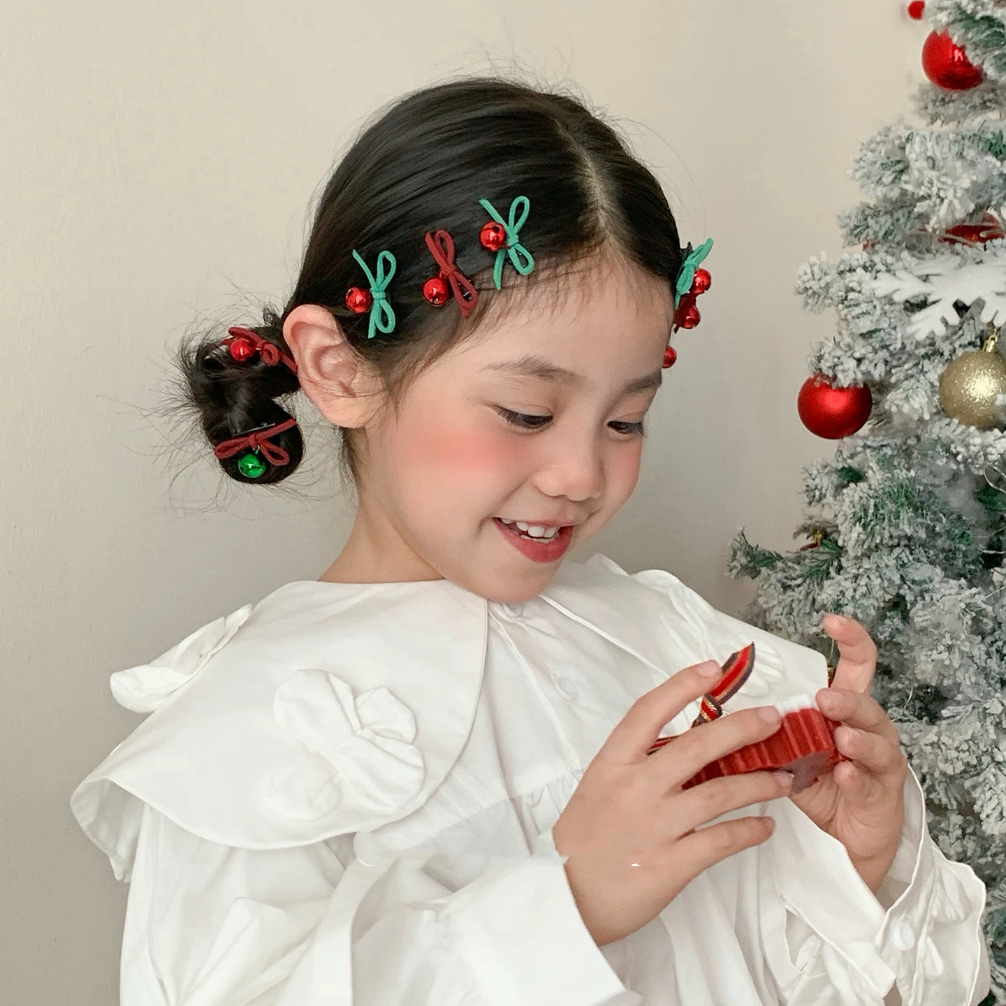 女宝宝春节圣诞节绑头发皮筋不伤发小头绳儿童可爱拇指圈