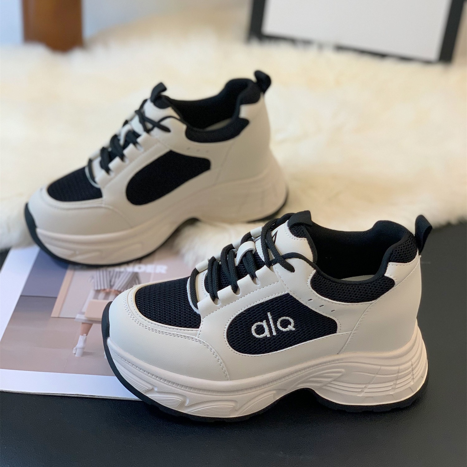 厚底小个子韩系增高7cm舒适老爹鞋女2025秋冬新款潮流百搭运动鞋