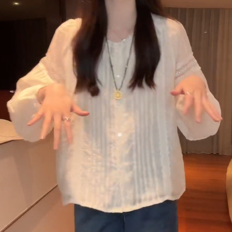 【花间集】重工手工打揽拼接蕾丝花边衬衣LK2505479