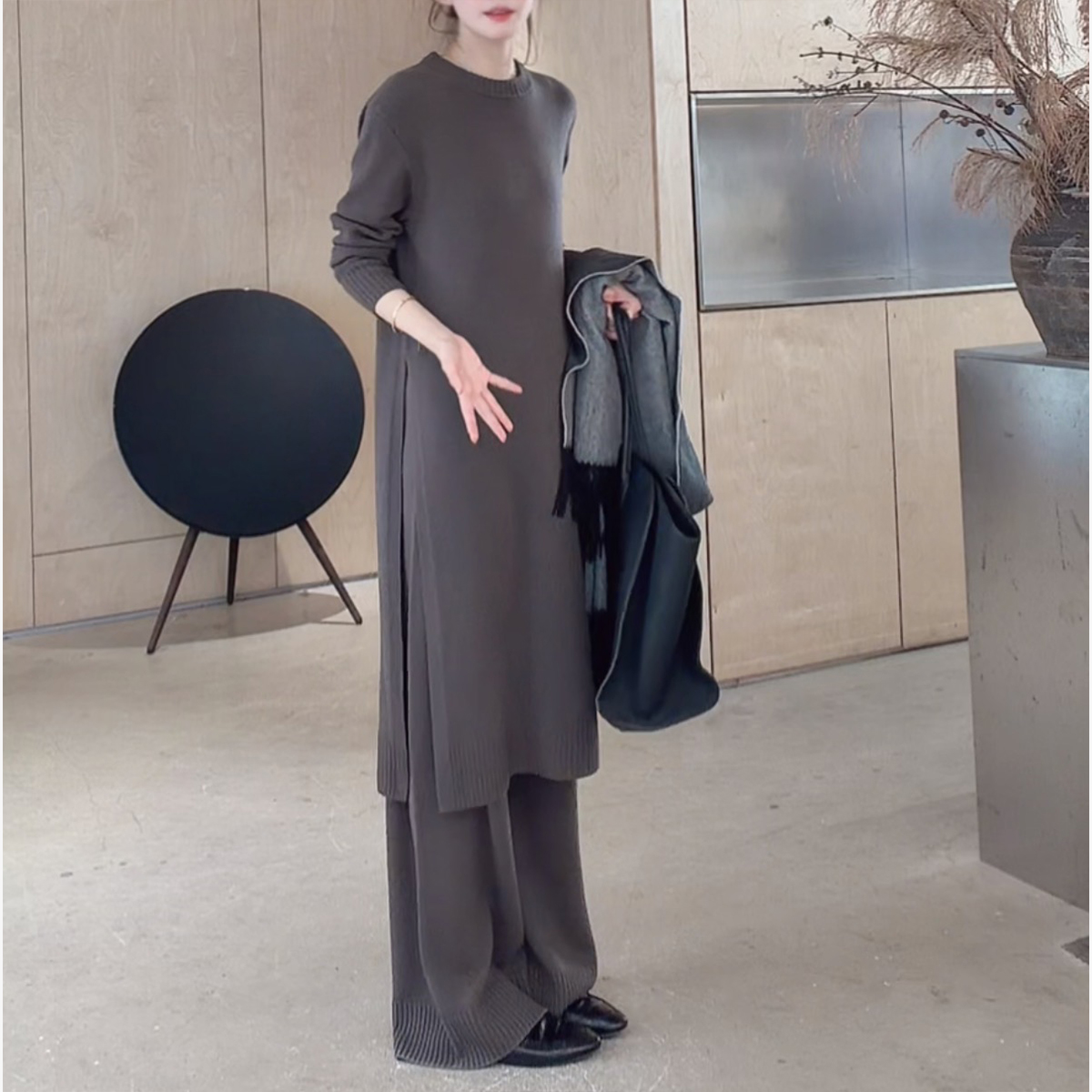 Z.blues【风格套】法式中鼎纱绵羊毛连衣裙+长裤套装YZEIA9577TZ