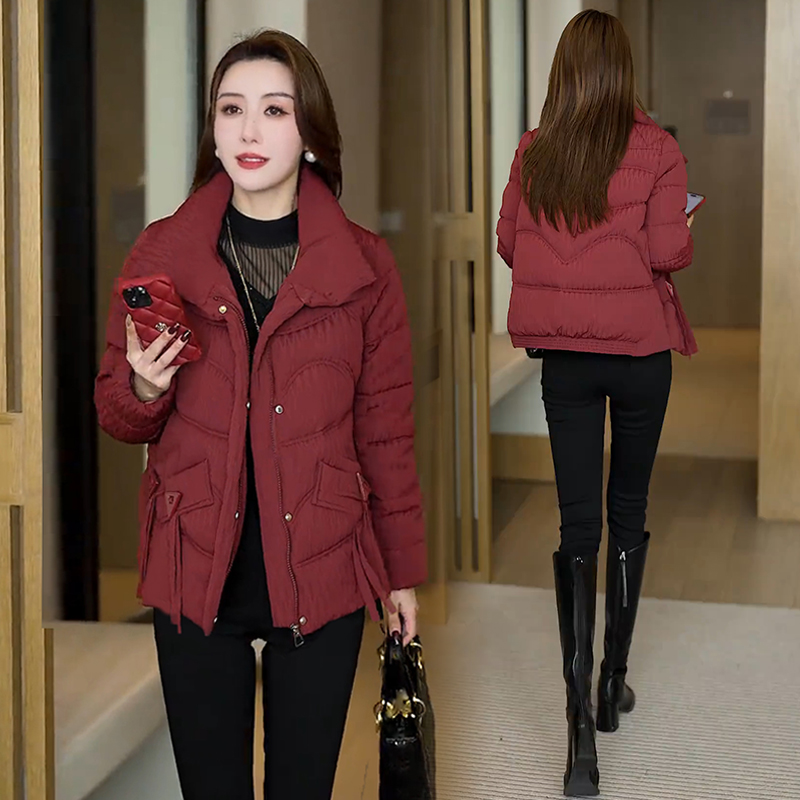 时尚立领棉服女2025冬季新款宽松洋气加厚保暖小个子棉衣外套