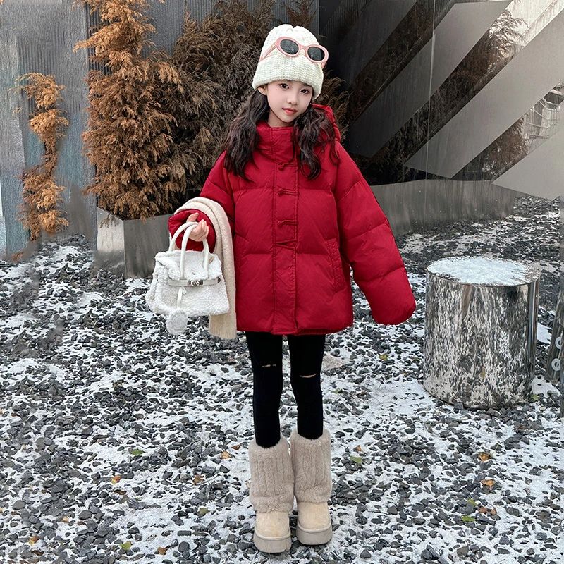 女童红色棉服新中式本命年冬季2025新款儿童洋气女大童新年装衣服