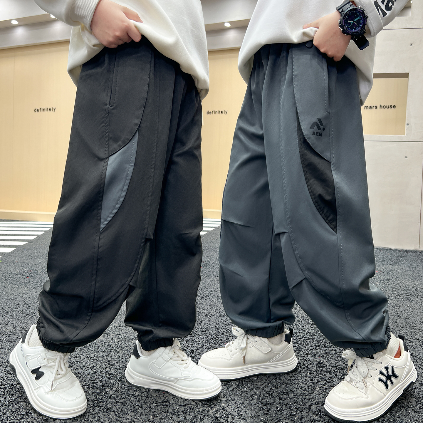 男童休闲裤2025春秋新款中大童潮酷帅气男孩速干束脚裤儿童裤子潮