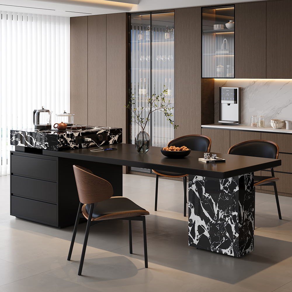 品质优选-岩板岛台餐桌一体家用伸缩多功能意式轻奢高端大户型