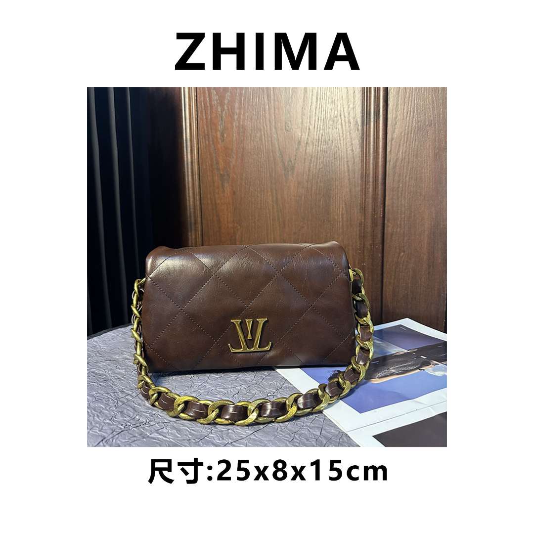 【芝麻集】GQ-89503-咖啡休闲百搭腋下斜跨女包