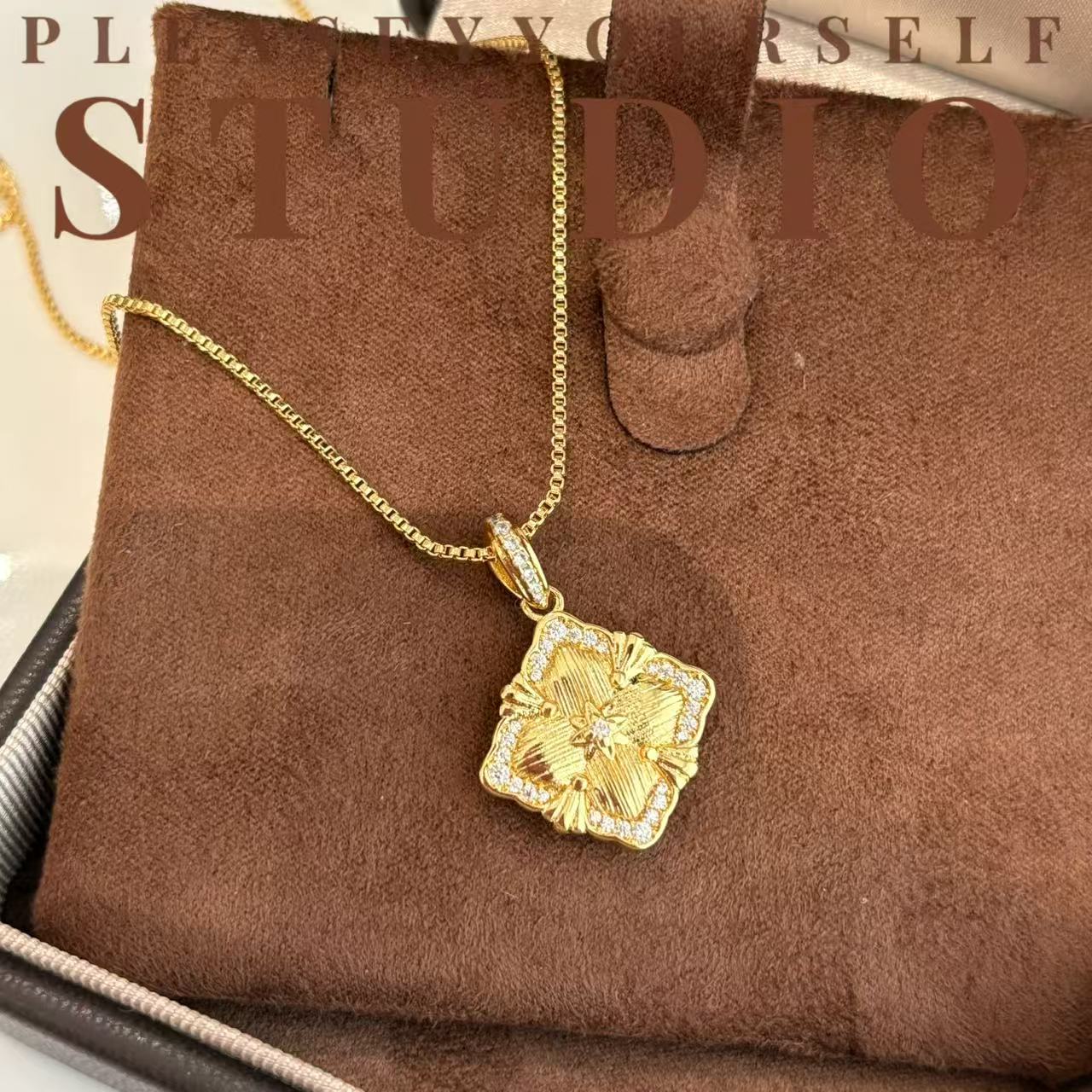 纯铜项链 「花窗」夏苒设计款精致百搭金色时尚精美项链