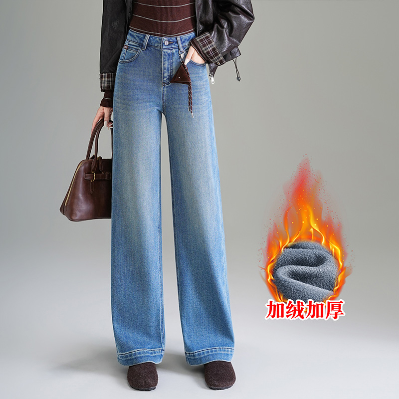哥弟阿玛施正品阔腿牛仔裤女2025秋冬季新款时尚加厚高腰裤子爆款