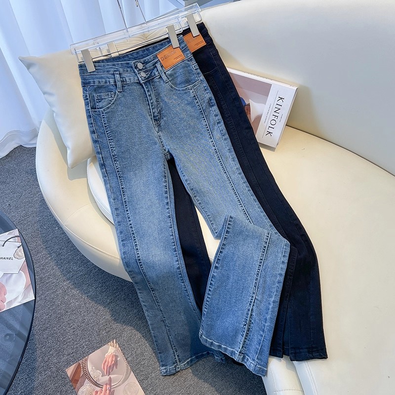 小个子微喇牛仔裤女2025新款秋季窄版弹力修身显瘦百搭休闲九分裤