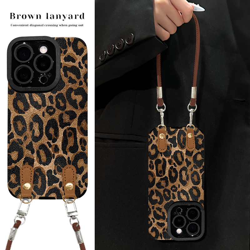 满屏豹纹适用苹果15华为vivo/oppo小米iPhone16pro瞳眼羊皮手机壳