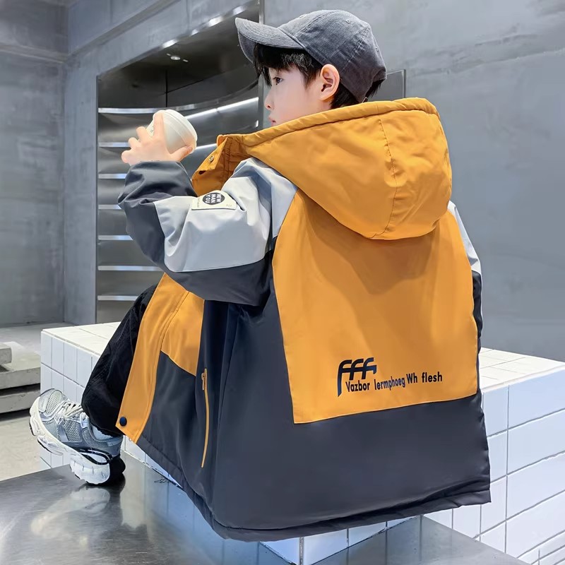 儿童装男童冬装夹棉外套2025新款中大童秋冬款加厚冬季男孩派克服