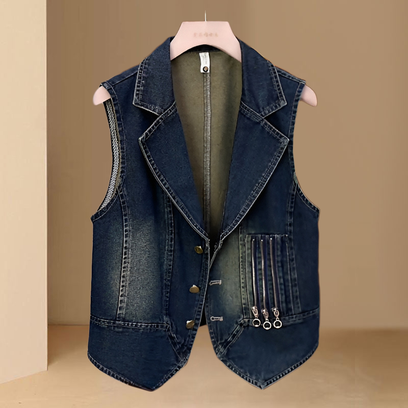 高含棉复古牛仔马甲女2026年春秋新款时尚百搭背心外穿马夹短外套