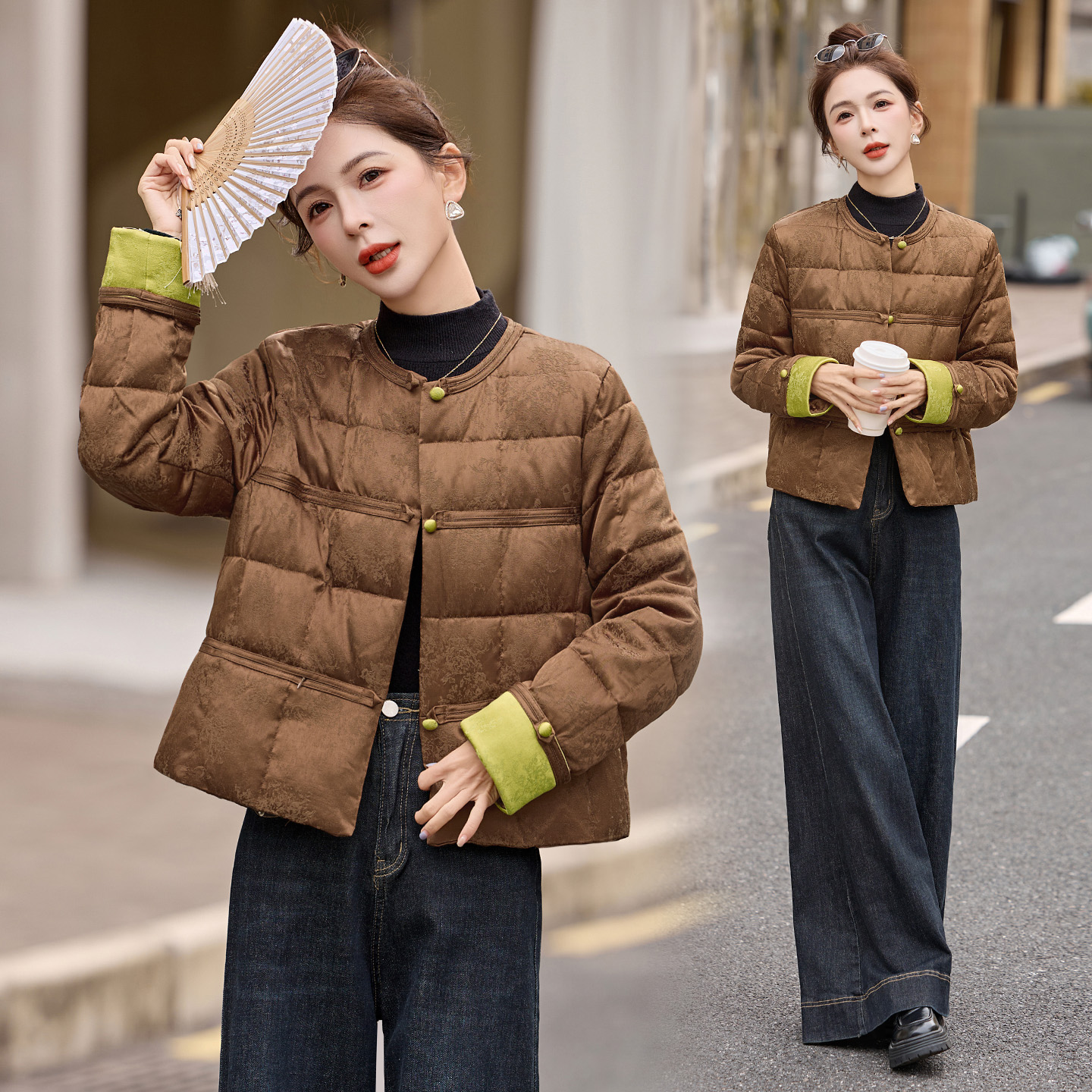 新中式国风盘扣复古羽绒服女短款2025新款冬季高端保暖白鸭绒外套
