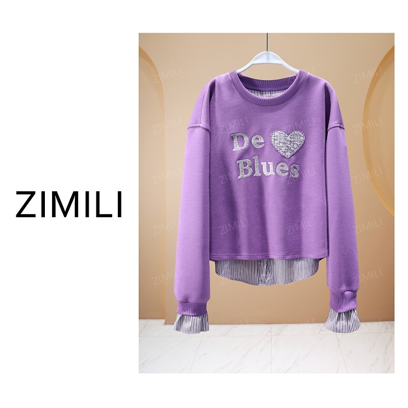 【亮哥欧货女装】冬季麂皮绒《薰衣草紫》弹力双面超柔卫衣26585-K1